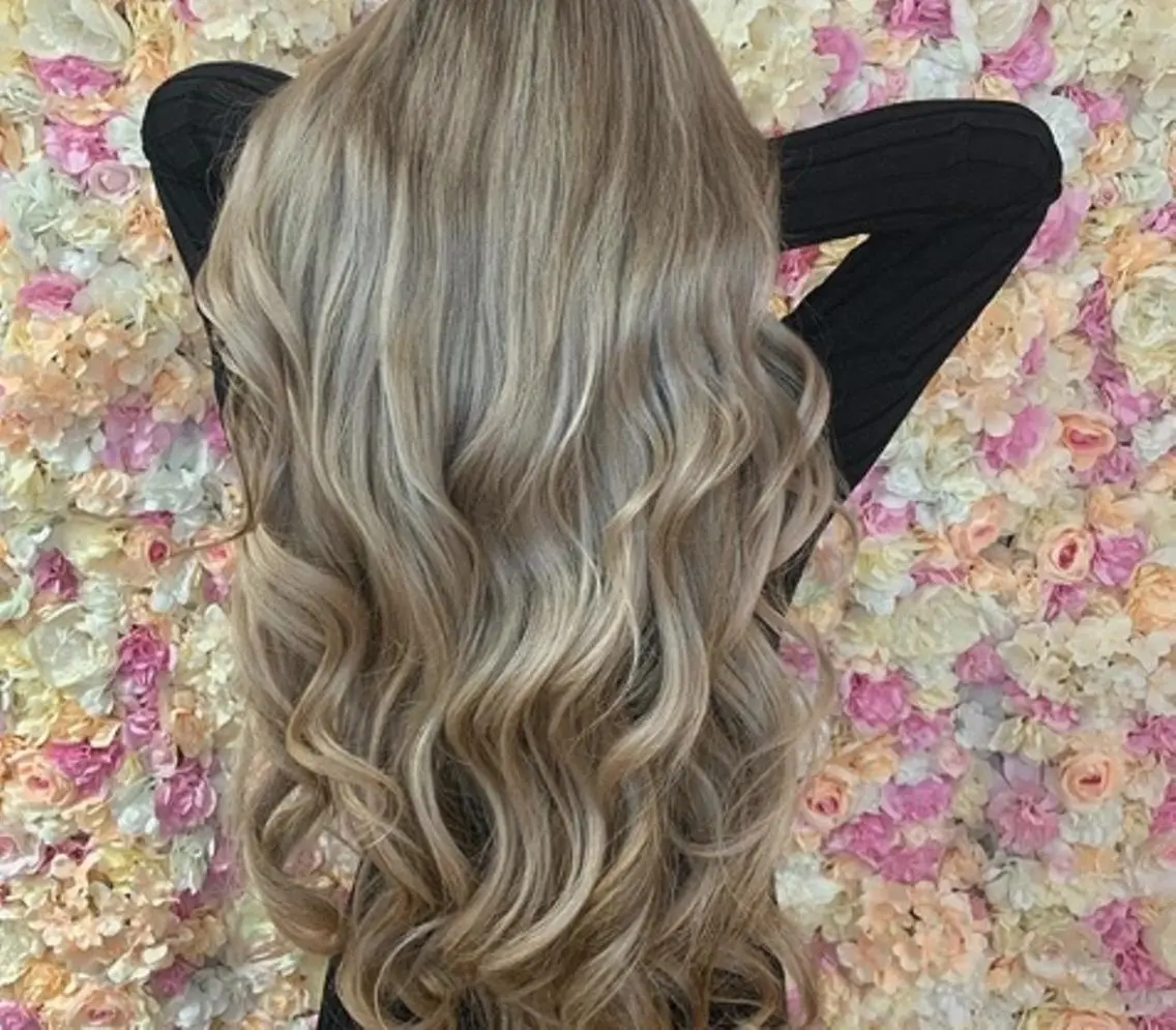 セミロング カラー パーマ チビ編み込みエクステ シールEXどぅ〜すのヘアスタイル