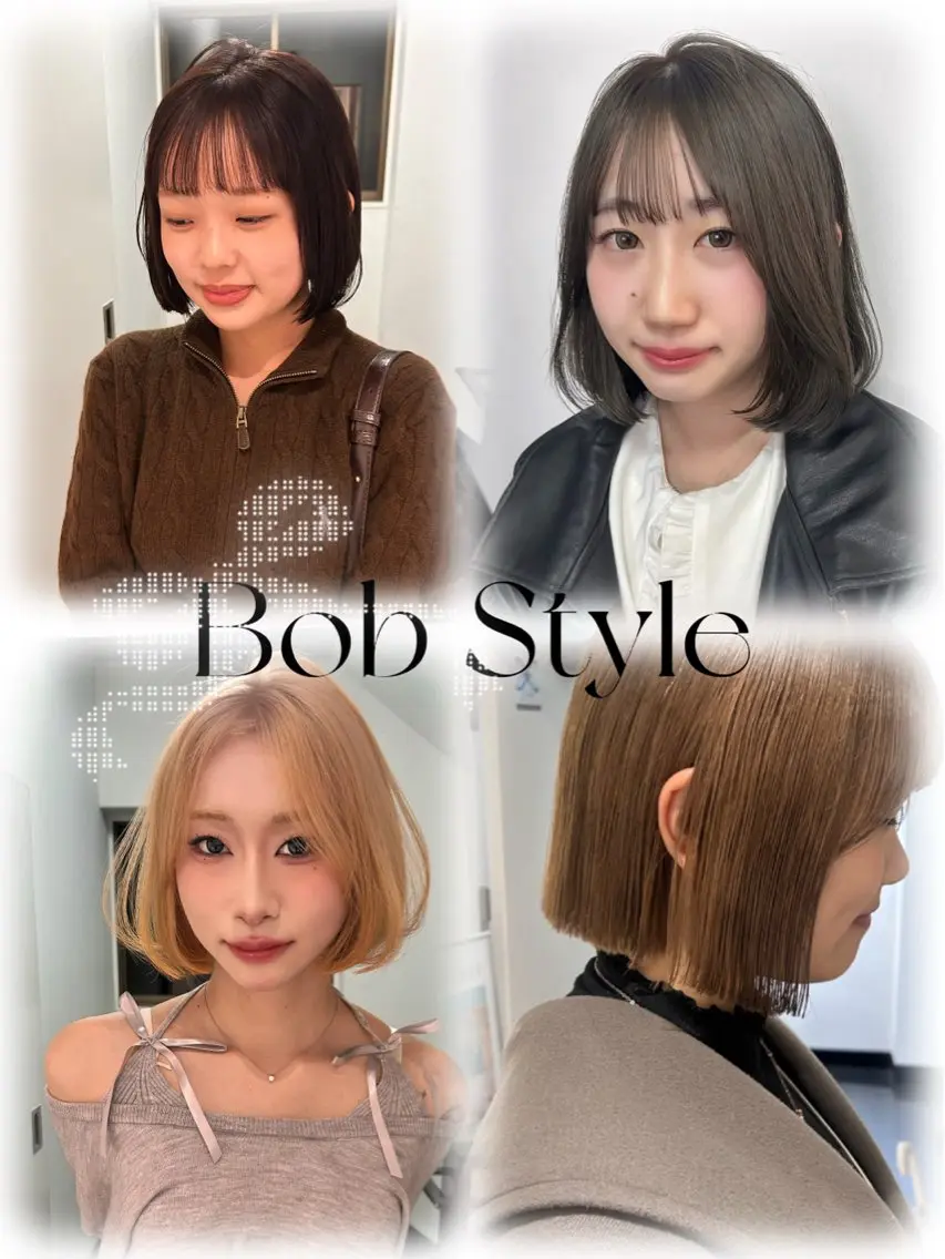 ミディアム カラー ボブ カット ヘアカラー トリートメント ひかりダブルカラー/ レイヤー/ボブパーマのヘアスタイル