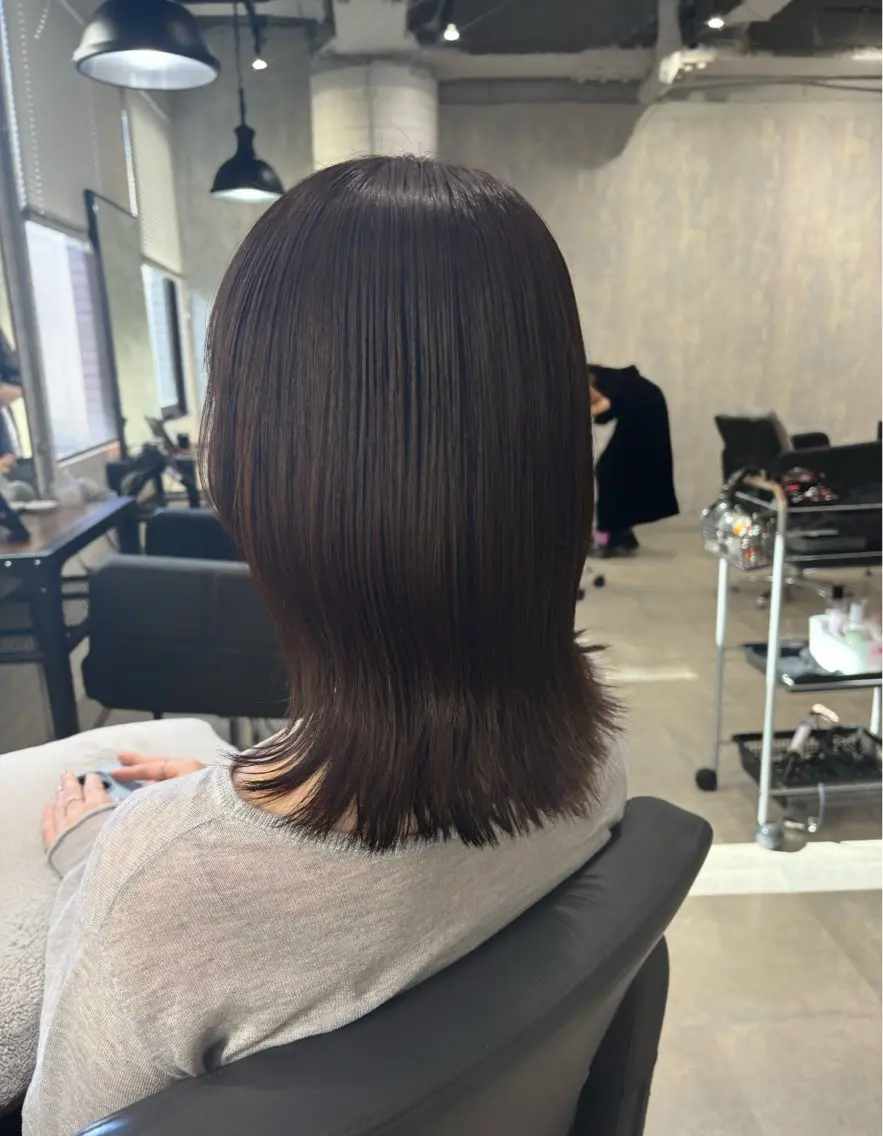 ミディアム カラー ヘアアレンジ ヘアカラー トリートメント kei🤎ベージュ /透明感カラー/博多のヘアスタイル
