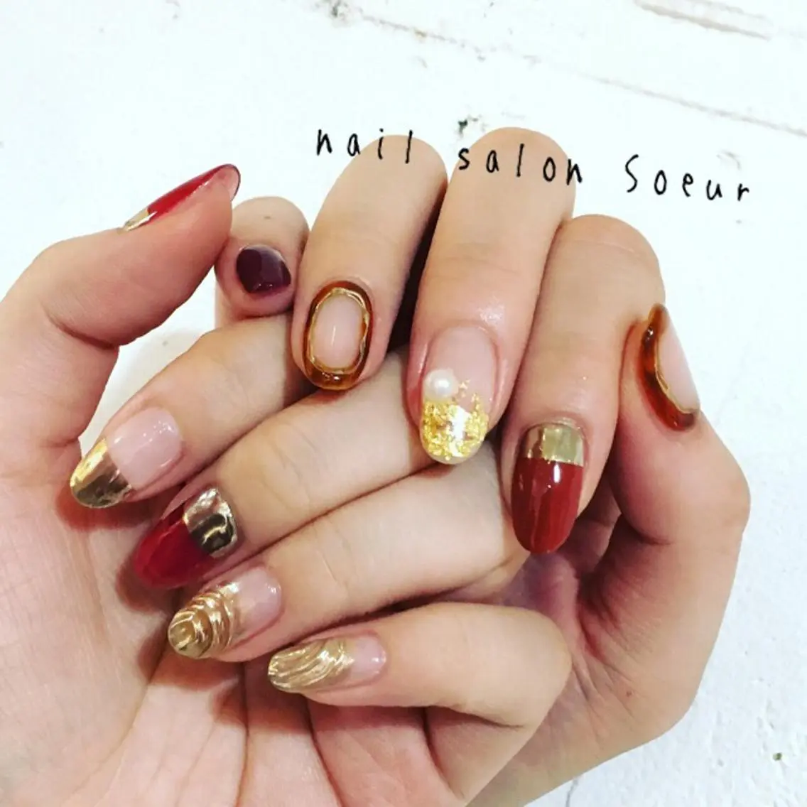 ネイル アートネイル 長さ出し ジェルネイル マットネイル ミラーネイル ハンドネイル nail salon Soeurのネイルデザイン