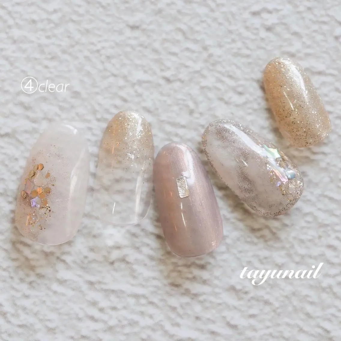 ネイル アートネイル ブルー クリアネイル ジェルネイル ゴールド ネイルサロン 【たゆnail】のネイルデザイン