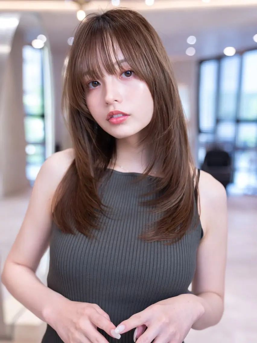 セミロング くびれヘア 顔まわりレイヤー 顔周りカット レイヤーカット 似合わせカット カット ヘアカラー トリートメント レイヤー似合わせ 透明感カラーりきやのヘアスタイル