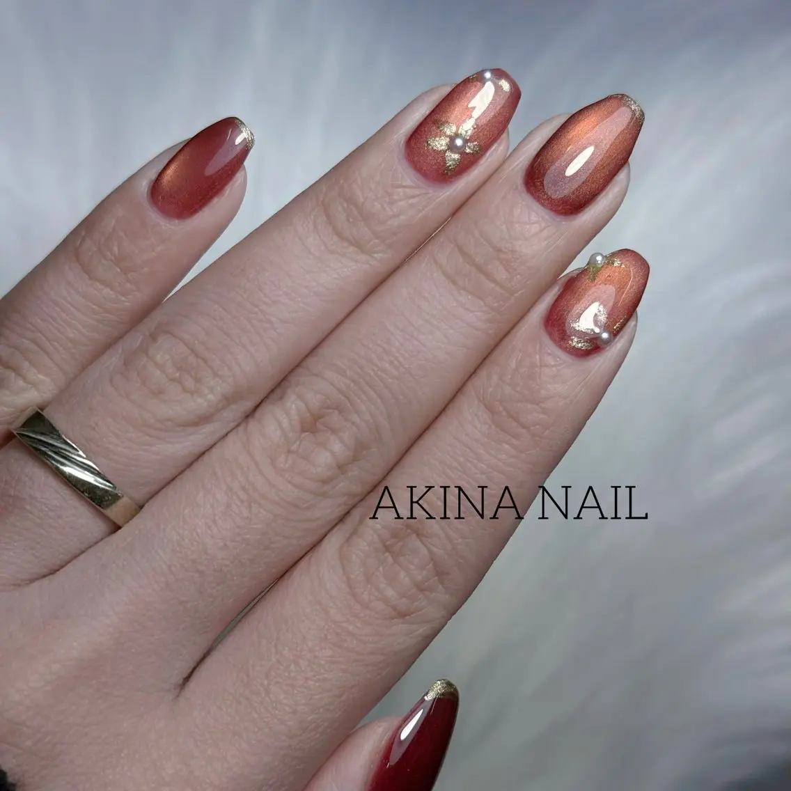 ミディアム ハンドネイル ハンドケア Akina Nail 亀戸のネイルデザイン
