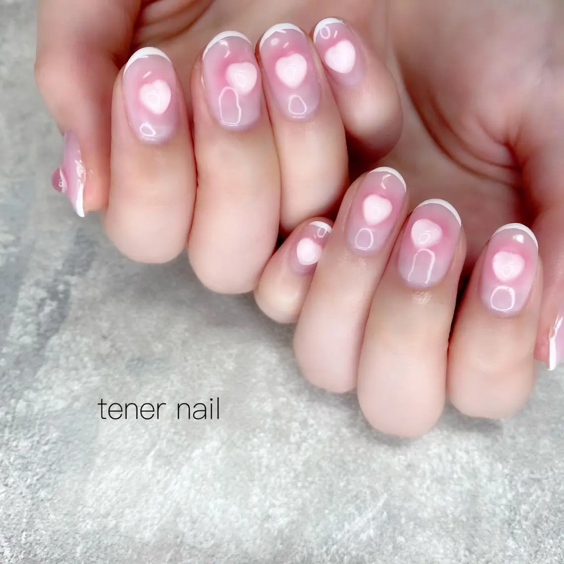 ネイル チークネイル ハート ぷっくりネイル テネルネイル tener nailのネイルデザイン