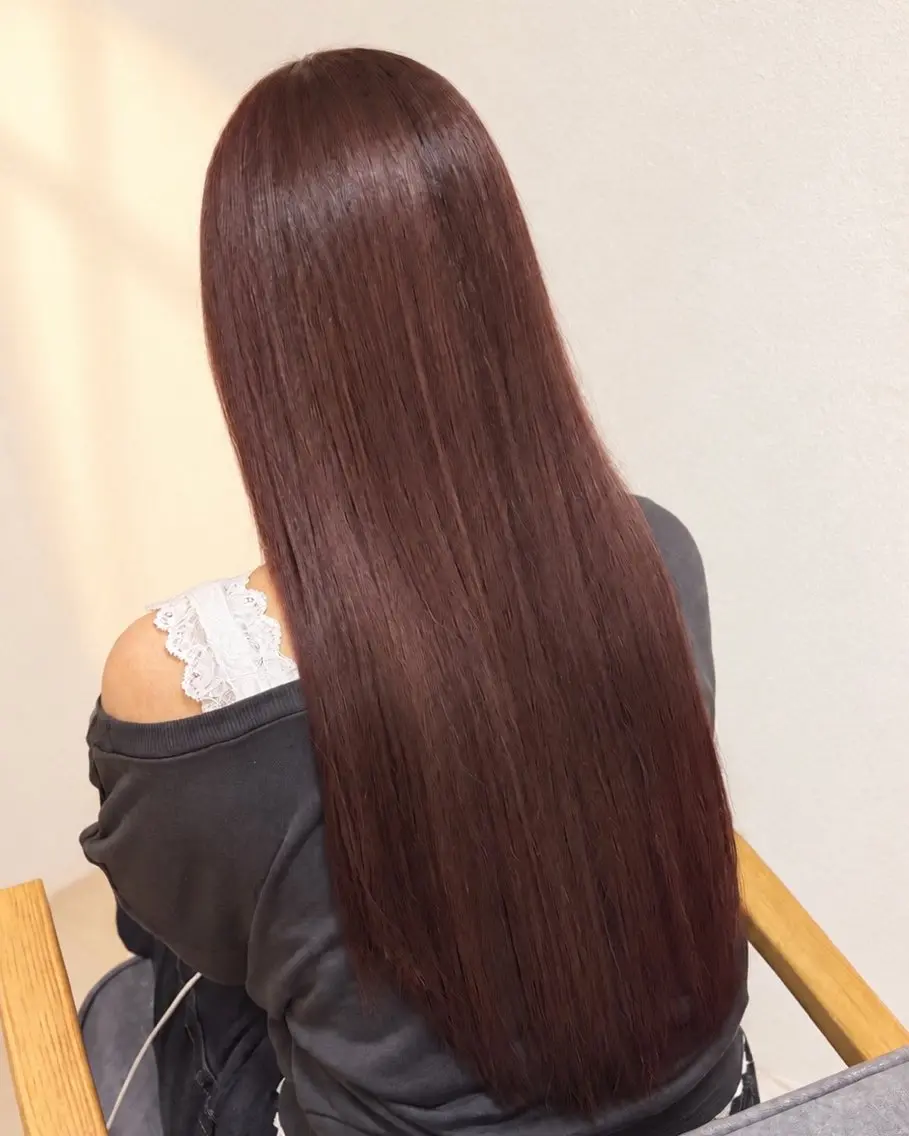 ロング カラー ボルドーカラー カシス レッドカラー ヘアカラー ★メンズカット★ 川崎のヘアスタイル