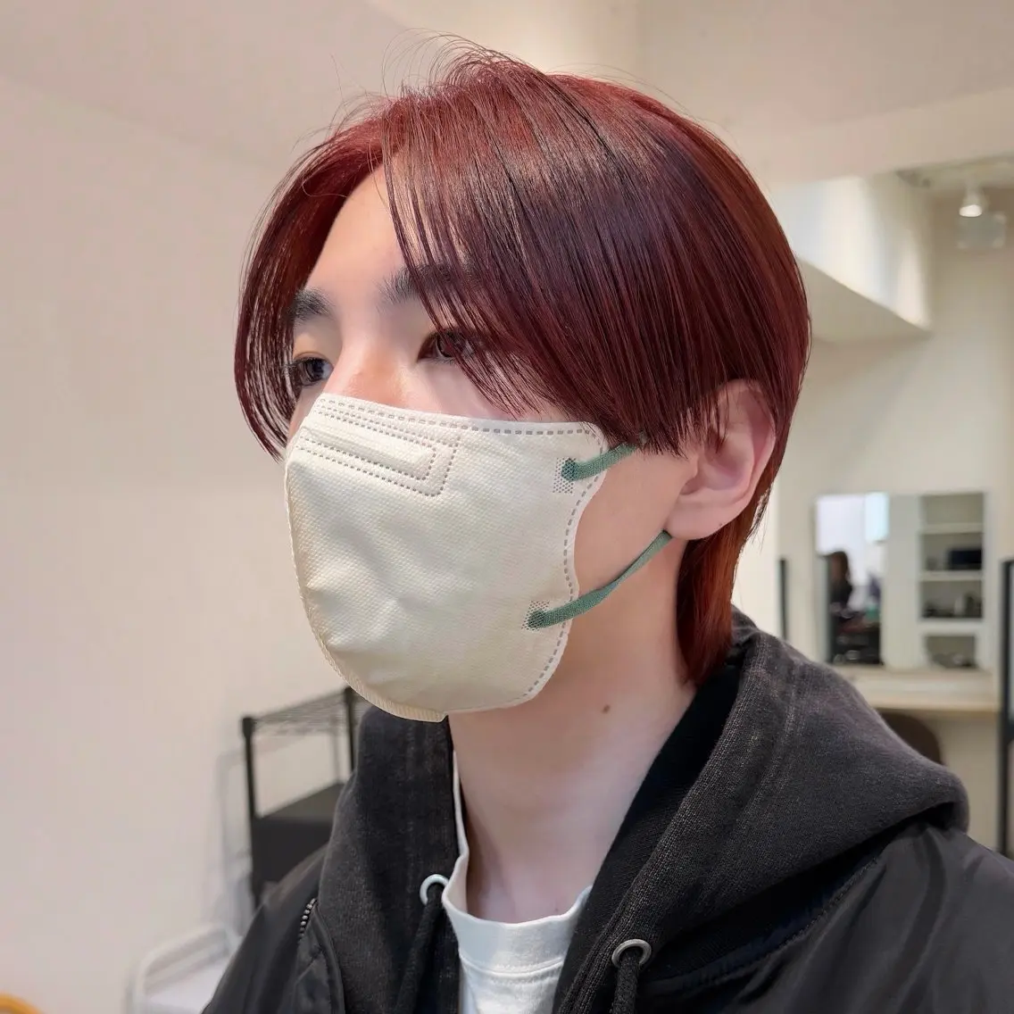 ショート カラー パーマ メンズ センターパート ダウンパーマ メンズ韓国風 メンズパーマ 韓国風ヘア カット ヘアカラー トリートメント 【センターパート】 大竹　龍之介のヘアスタイル