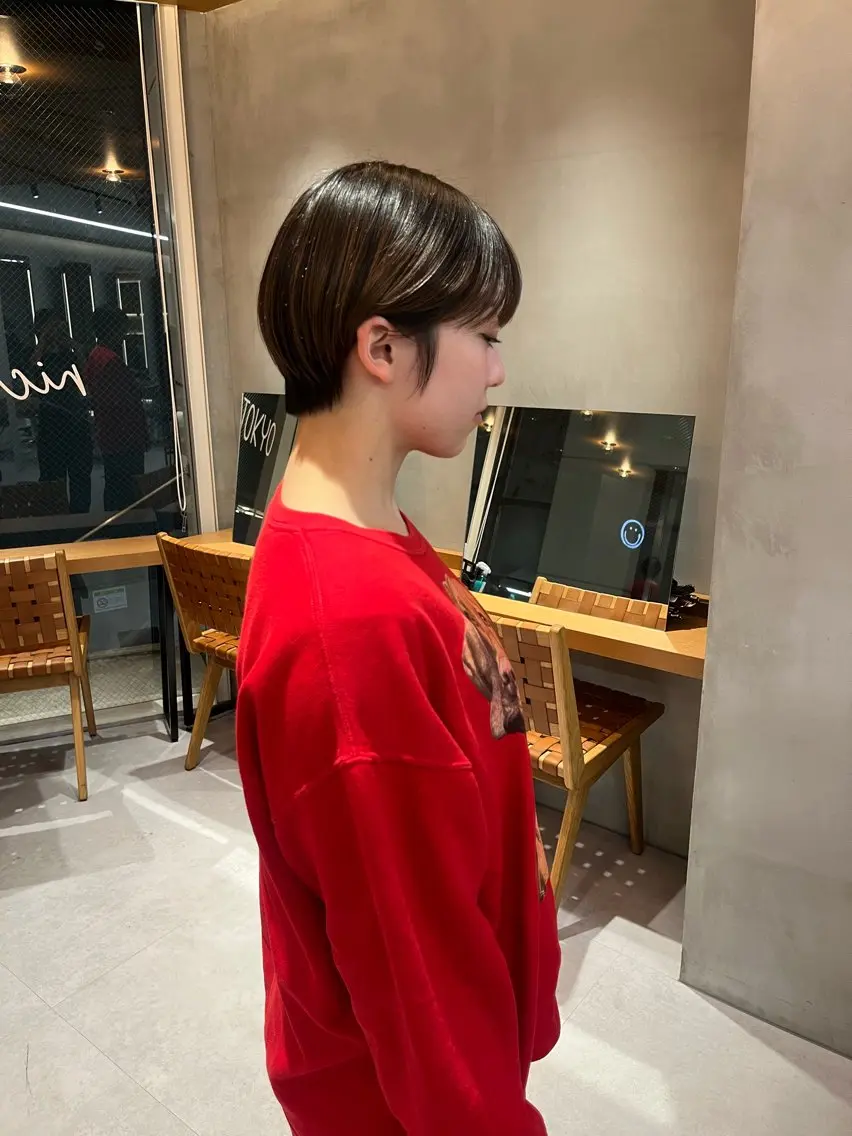 ショート 縮毛矯正ボブ&顔まわ レイヤー♡TOMOEのヘアスタイル