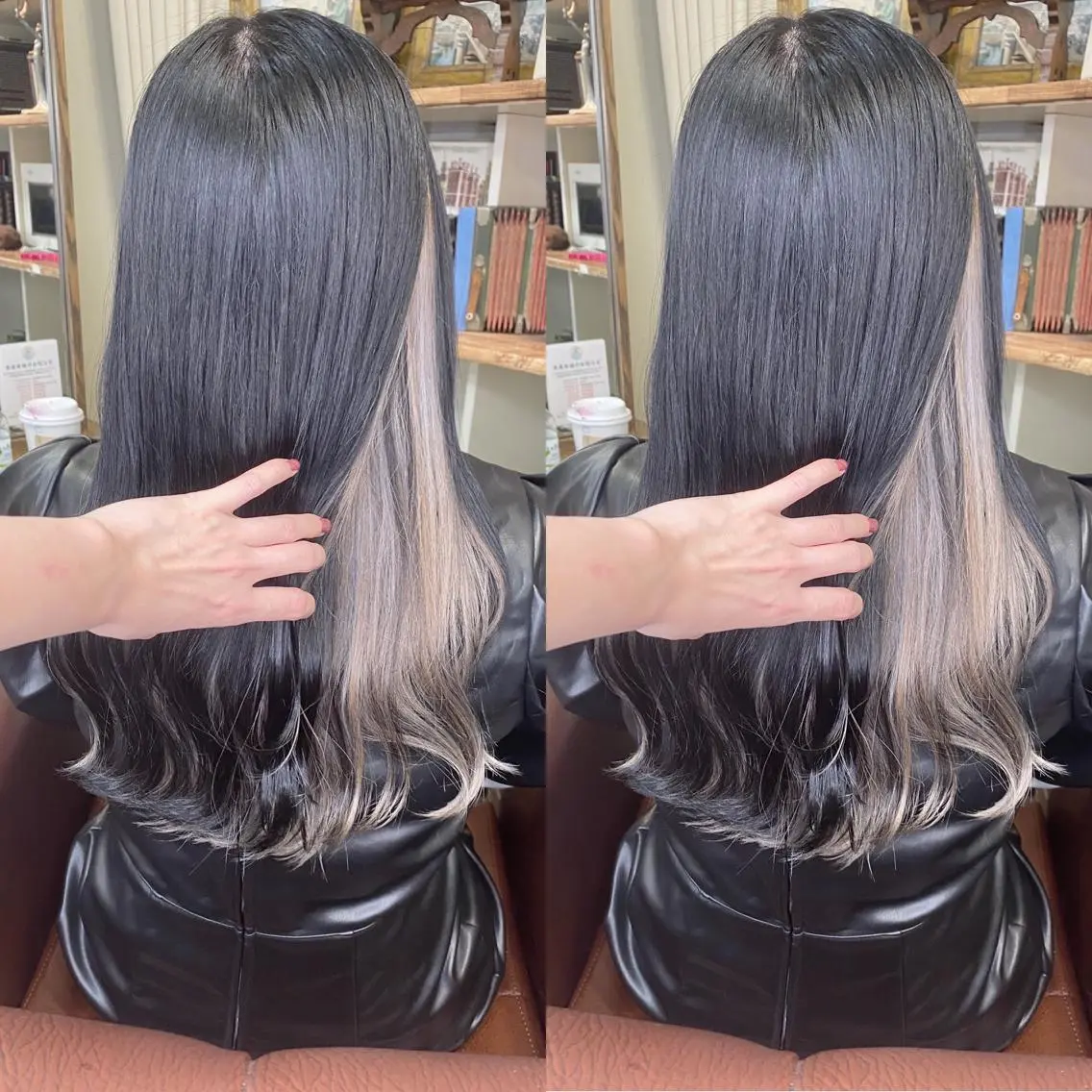 ロング カラー 編み込みエクステ シールエクステ バレイヤージュ ブリーチ ブロンド ヘアカラー モモカ/ハイトーン /バレイヤージュのヘアスタイル