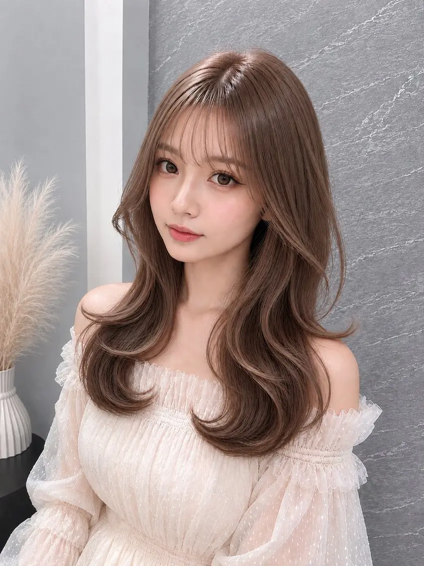 ミディアム カラー パーマ ヘアアレンジ カット ヘアカラー トリートメント 🤍韓国風レイヤー/ 艶髪🤍鳥越美羽のヘアスタイル