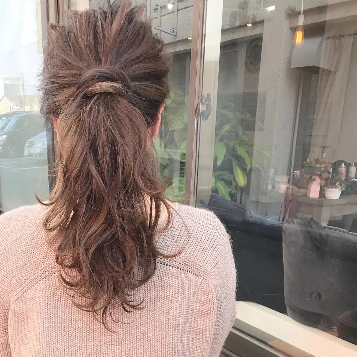 セミロング カラー ヘアアレンジ ベージュカラー ブリーチ グラデーションカラー ハイライトカラー ハイライト Mariana/ 鶴原-ハイライトのヘアスタイル