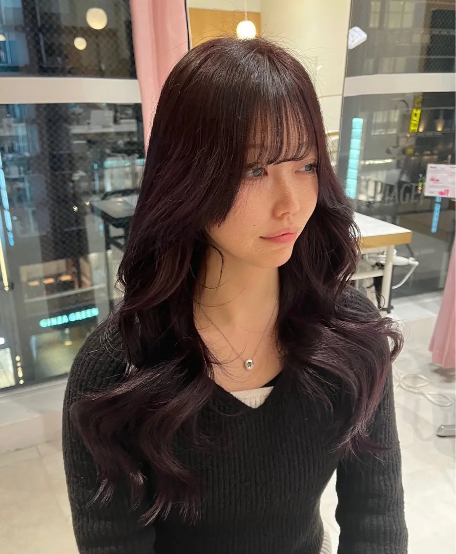 ロング 赤み消し透明感カラー 似合わせ前髪柴田礼空のヘアスタイル