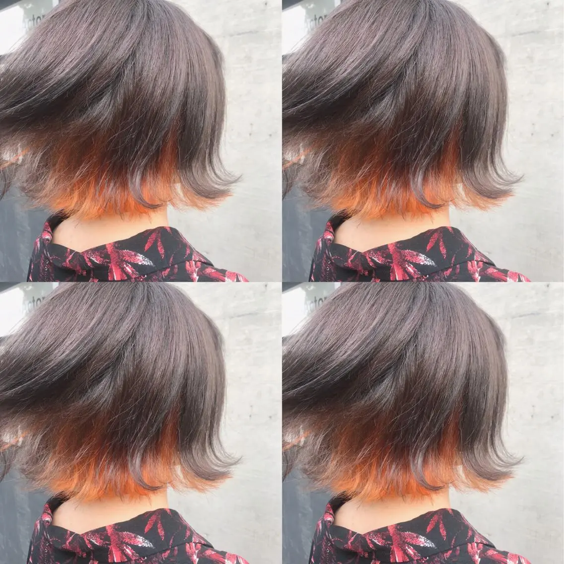 ショート カラー ベージュカラー デザインカラー インナーカラー オレンジ オレンジベージュ トリートメント /カラー/NAOKIのヘアスタイル