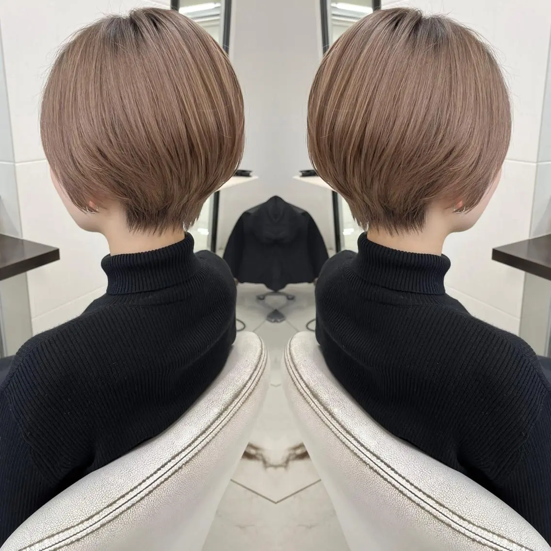 ショート カラー ハンサムショート ベージュカラー ブリーチ ケアブリーチ ダブルカラー ハタケヤマヨシキ ／BOOTHのヘアスタイル