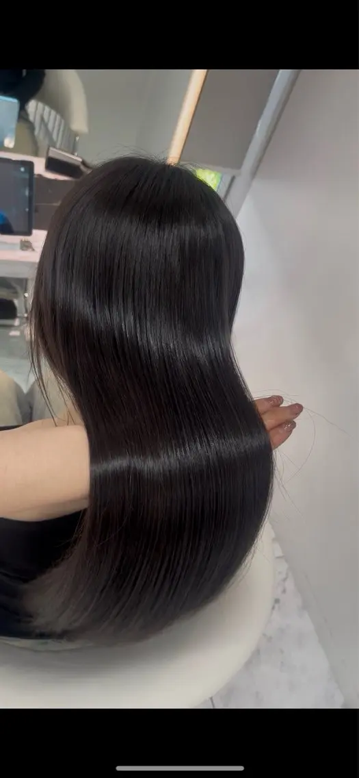 ロング カット 縮毛矯正 トリートメント 💖しの💖韓国ヘア レイヤーカットのヘアスタイル