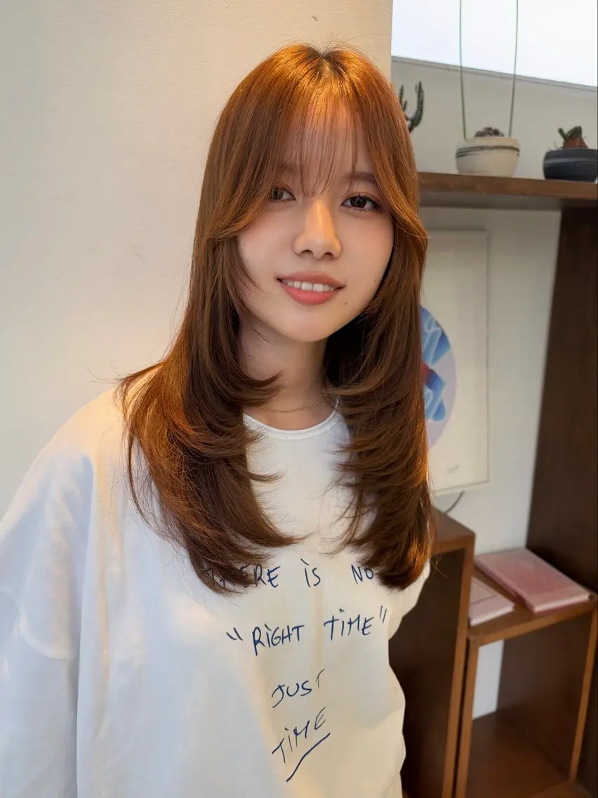 ロング くびれヘア 顔まわりレイヤー 韓国風ヘア レイヤーカット 小顔カット カット ヘアカラー トリートメント レイヤー/デジパ SAKIのヘアスタイル