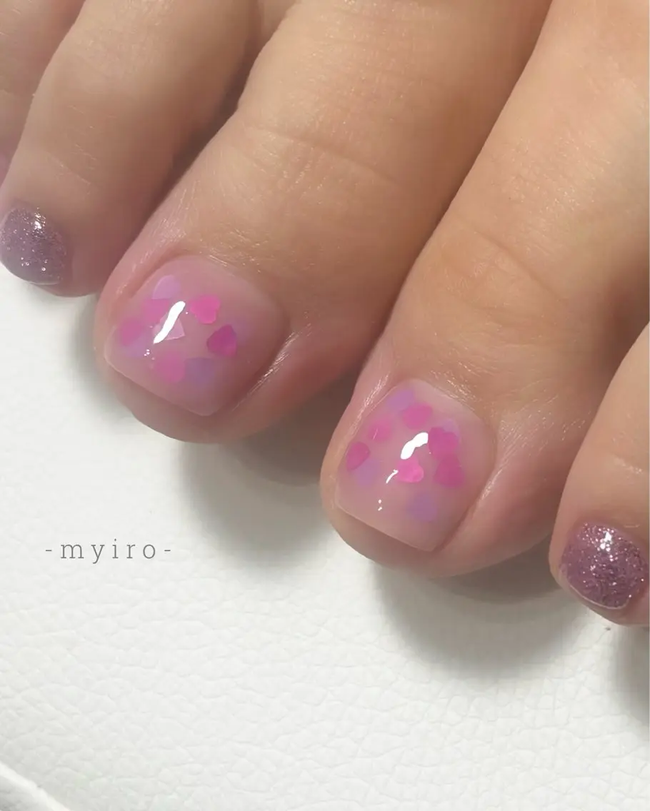 ネイル ハート フットネイル myiro【マイロ】 林のネイルデザイン