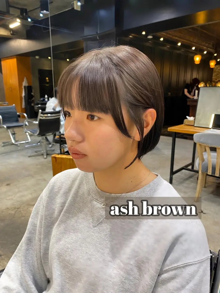 ショート カラー アッシュ アッシュブラウン ブラウンカラー ショートヘア 透明感カラー🌿 グレージュ🐺陽介のヘアスタイル