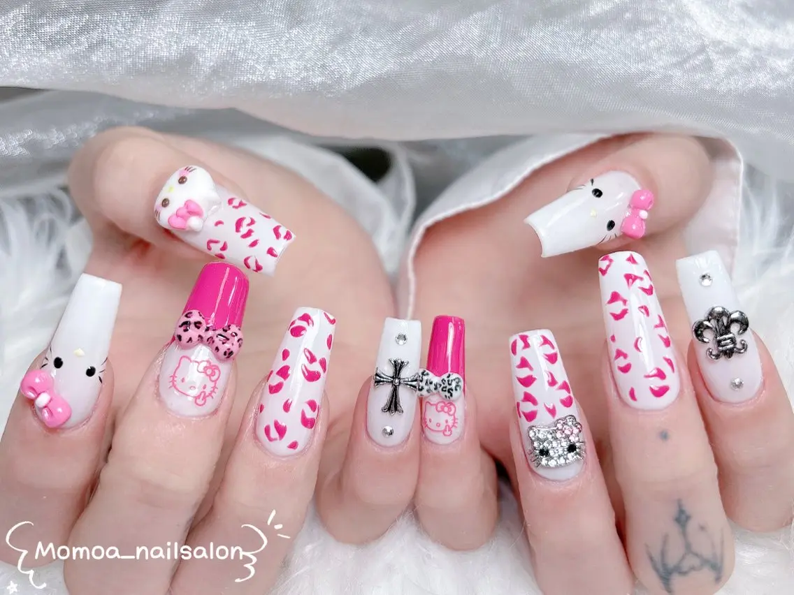 ネイル 成人式 ロングネイル マグネットネイル 大理石ネイル(マーブル) 持ち込み ハンドネイル MoMoA Nail ネイル長さ出し専門店のネイルデザイン