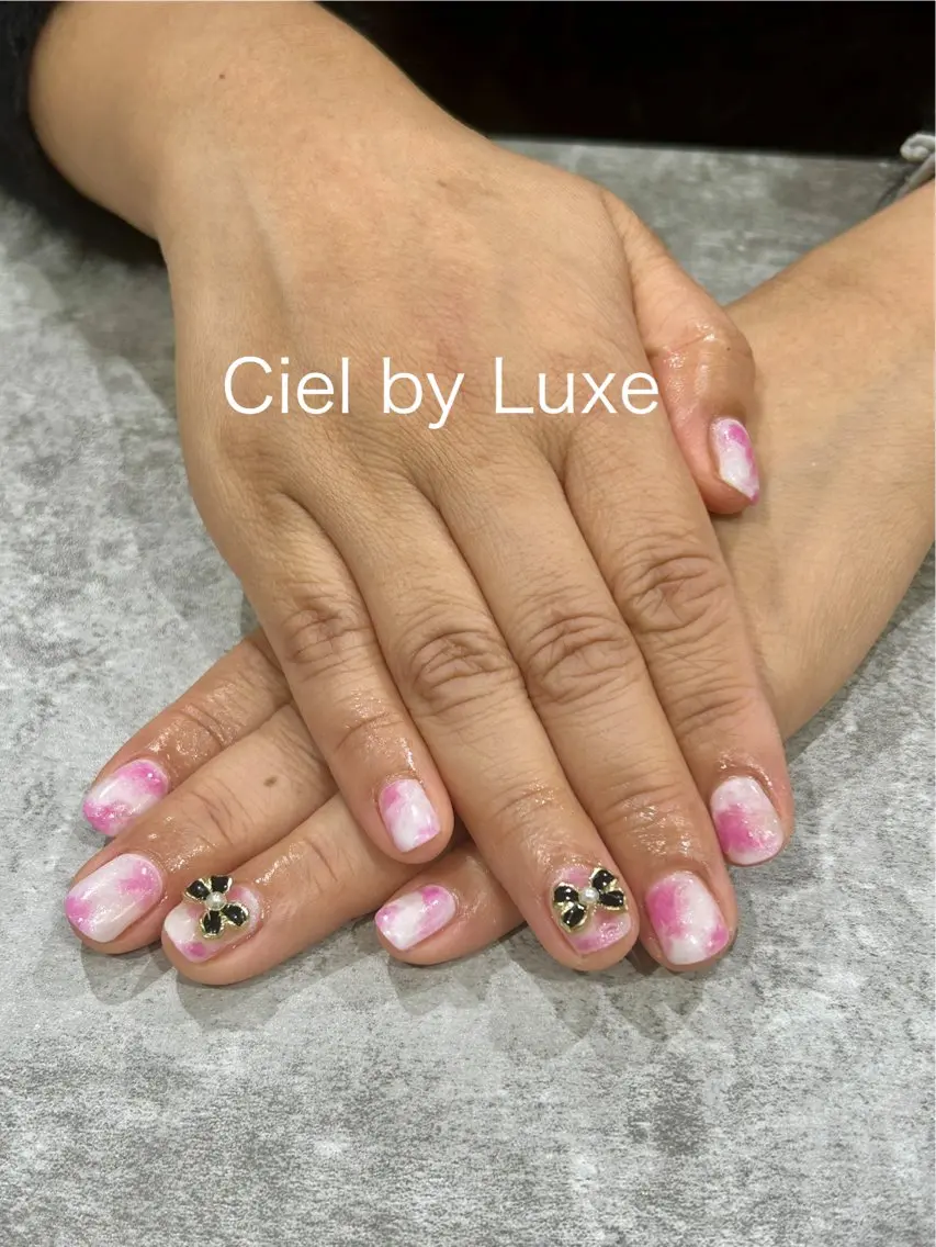 ネイル リボン 春ネイル CielbyLuxe manamiのネイルデザイン