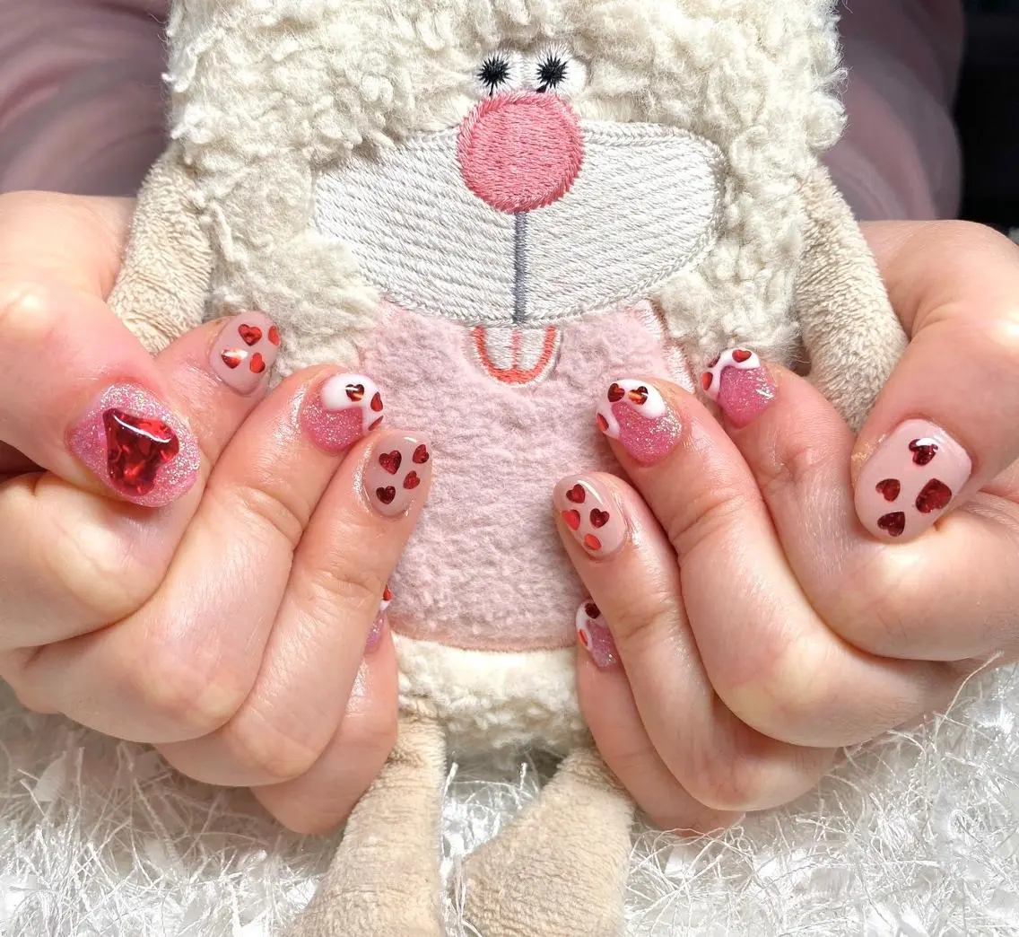ネイル 長さ出し フレンチネイル ジェルネイル グラデーション ハート ハンドネイル Nail&eye Belire 新宿のネイルデザイン