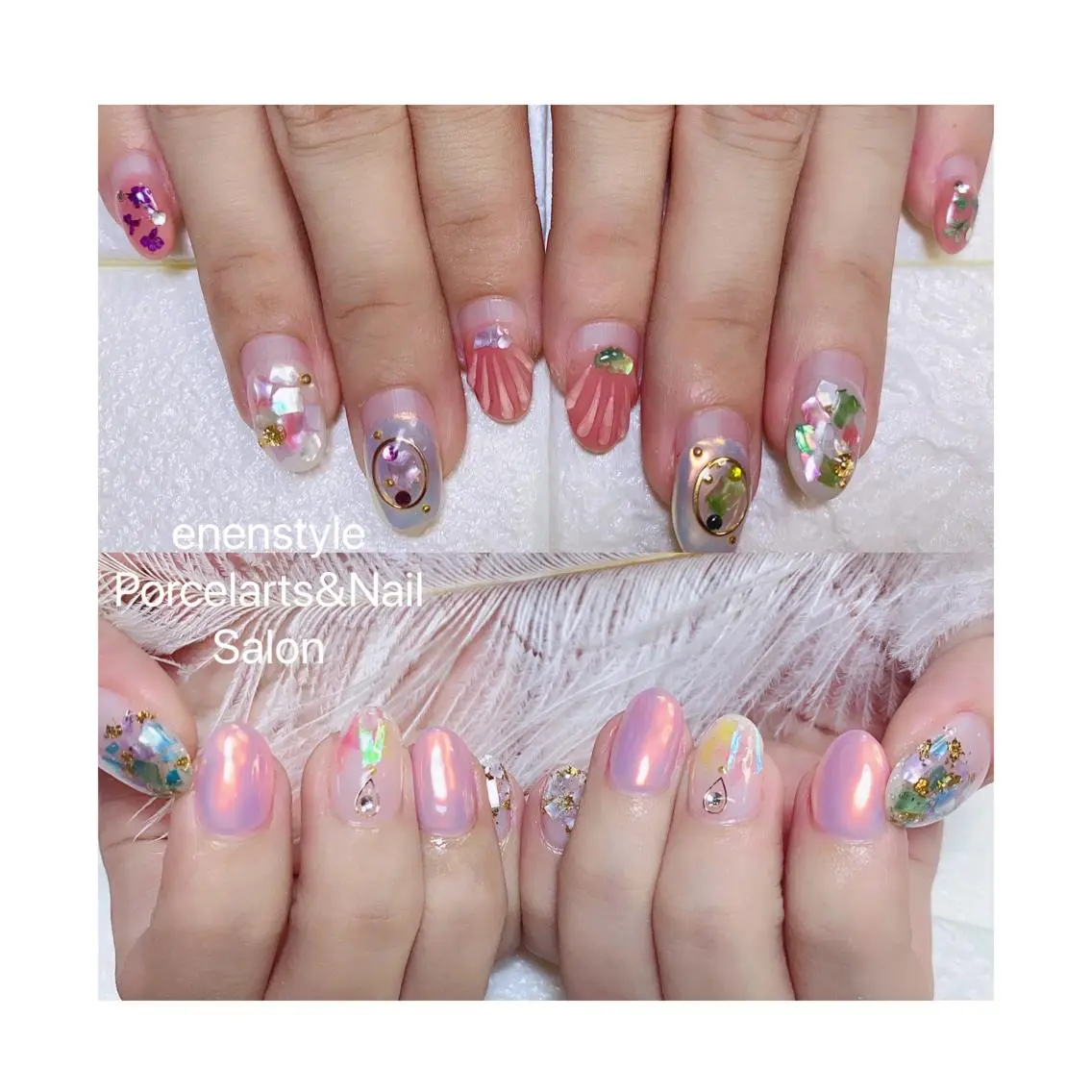ミディアム ネイル ハンドネイル 🐾enen style 🐾のネイルデザイン