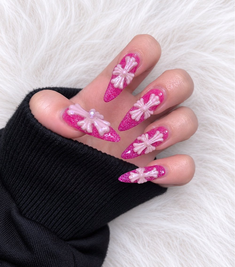 ネイル 長さ出し フラッシュネイル ピンク 🖤ONIヶ島 NAIL🖤長さ出しのネイルデザイン