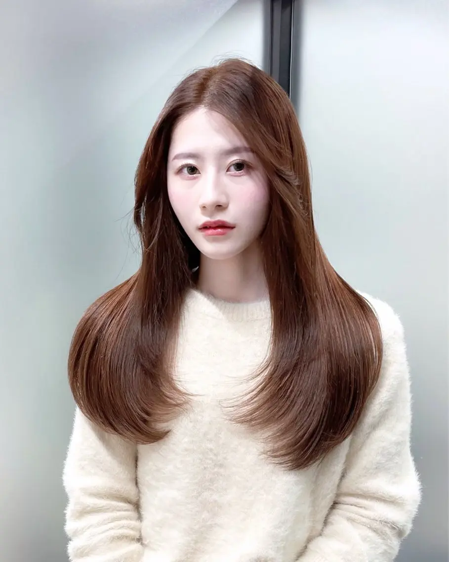ロング 韓国風ヘア レイヤーカット カット ヘアカラー トリートメント 韓国レイヤーカット 髪質改善▫️水野有真のヘアスタイル