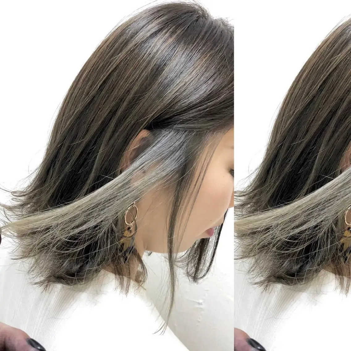 ミディアム カラー JuNブリーチに 縮毛矯正するプロのヘアスタイル