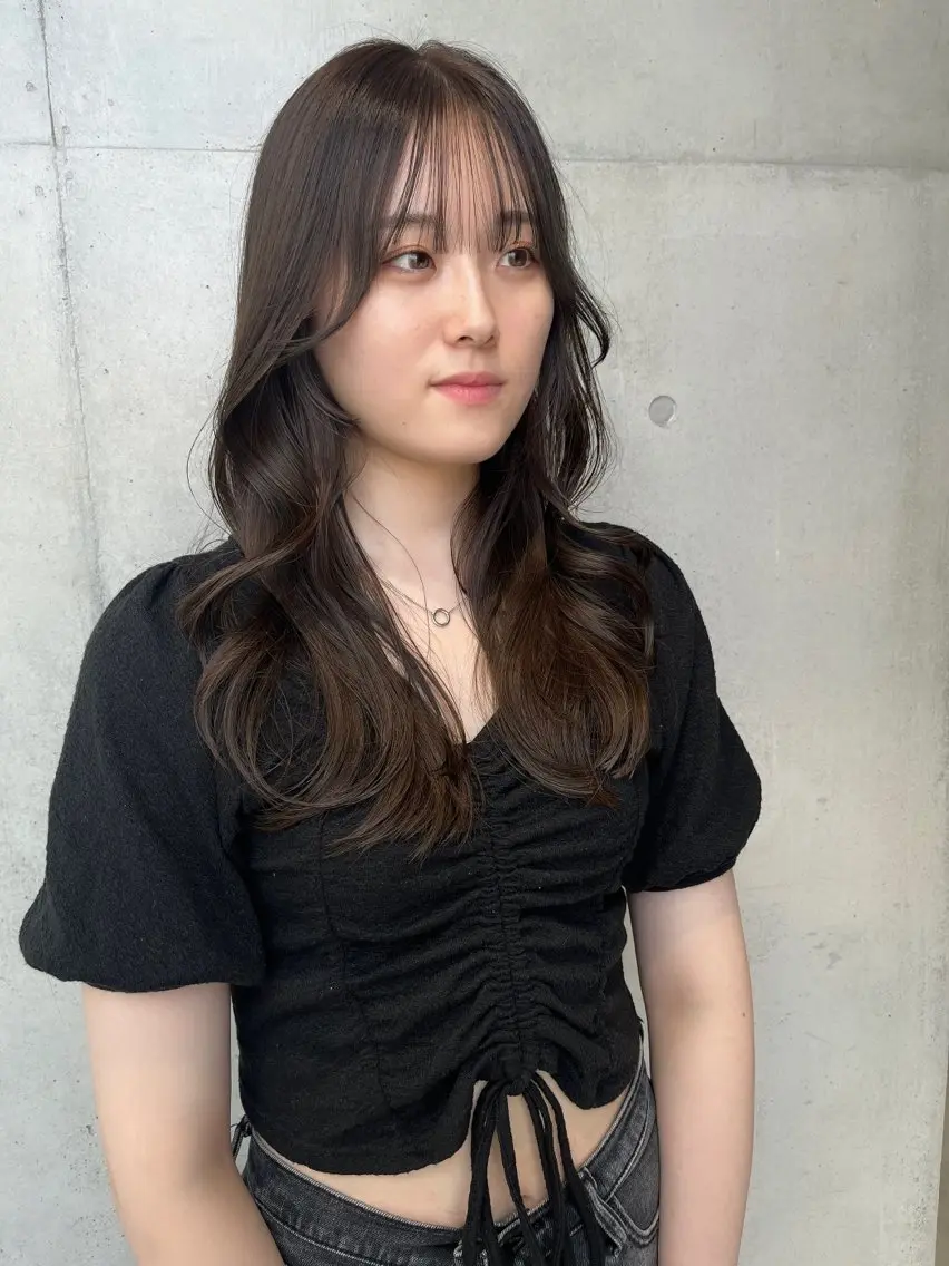 ロング カラー パーマ ヘアアレンジ カット ヘアカラー トリートメント 透明感/オリーブ/ グレージュ/YUKAのヘアスタイル