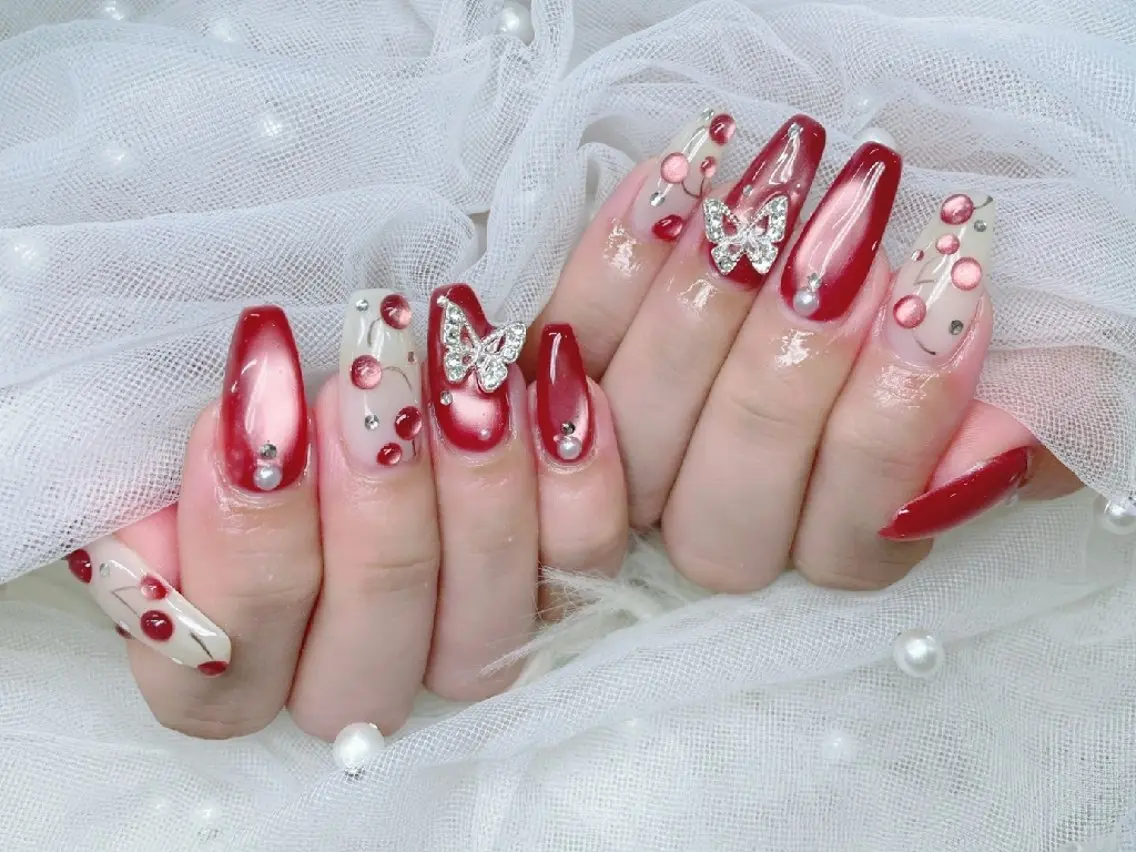 ネイル チークネイル 長さ出し フラッシュネイル フレンチネイル ジェルネイル Chouette Nailのネイルデザイン