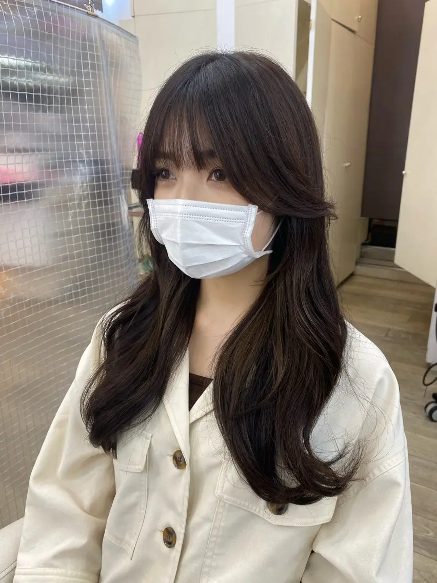ロング くびれヘア 顔まわりレイヤー 顔周りカット 韓国風ヘア レイヤーカット カット トリートメント 市川 博紀 店長のヘアスタイル