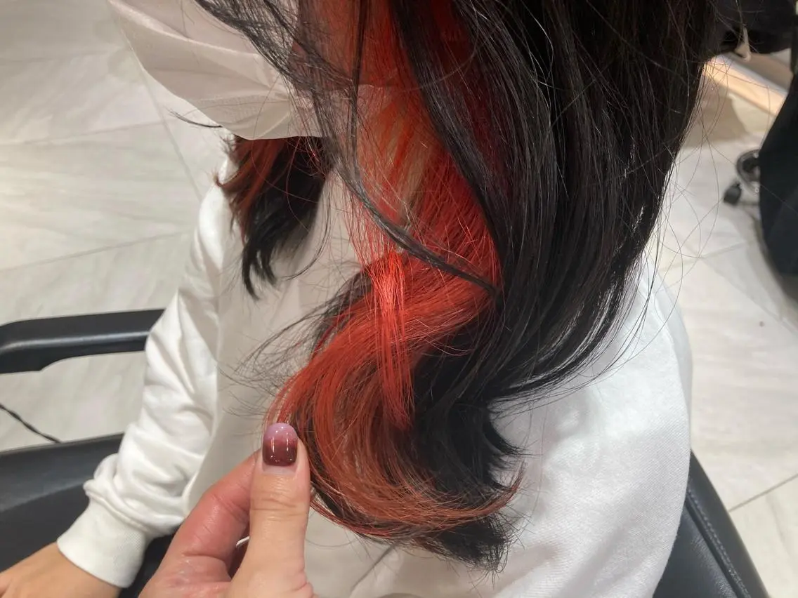 ロング カラー ヘアアレンジ インナーカラー オリーブ透明感カラー 表参道/MIKUのヘアスタイル