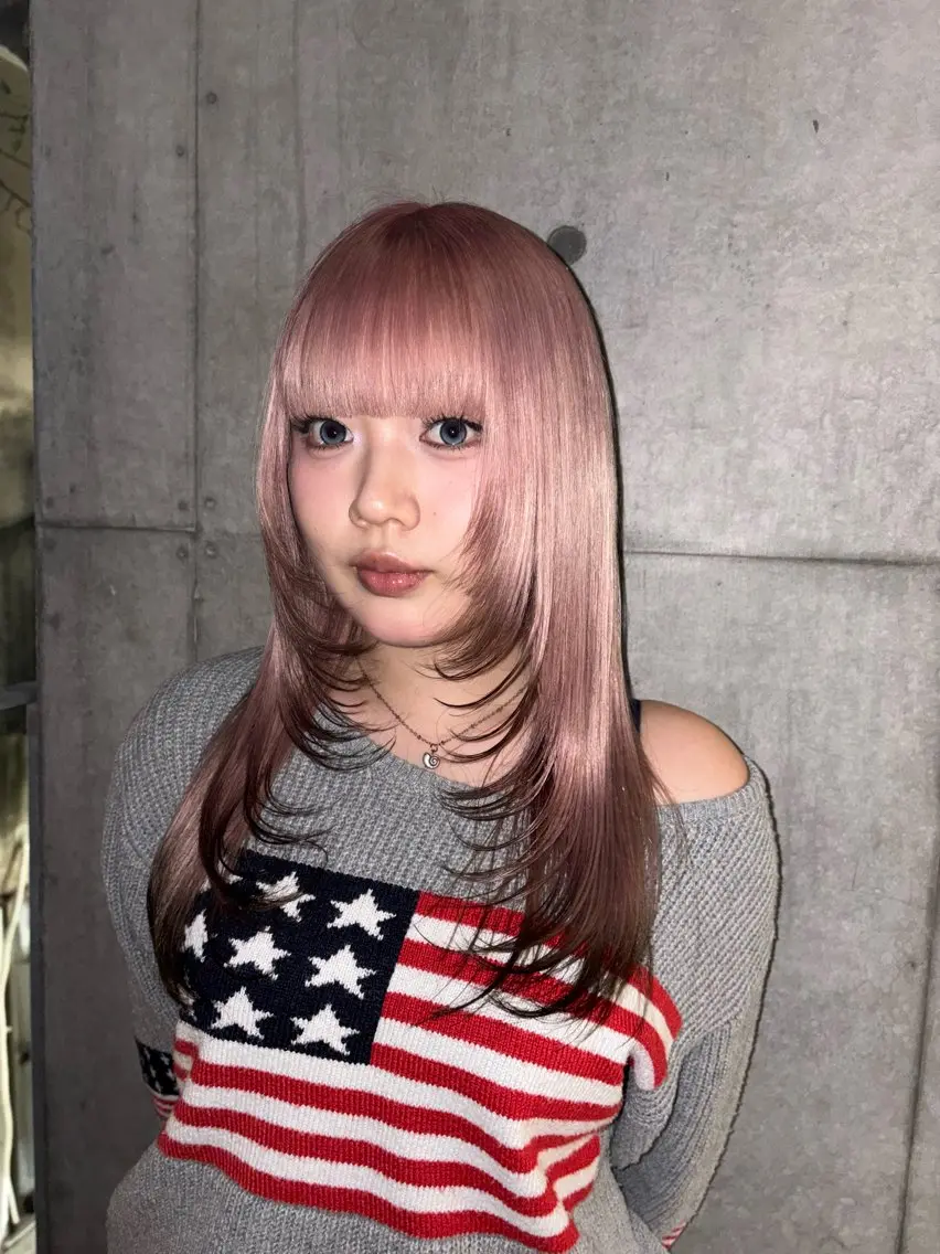 ロング カラー ブリーチ カット ヘアカラー トリートメント トレンドカラー🥣／ ヘアアレンジ✩.*˚のヘアスタイル