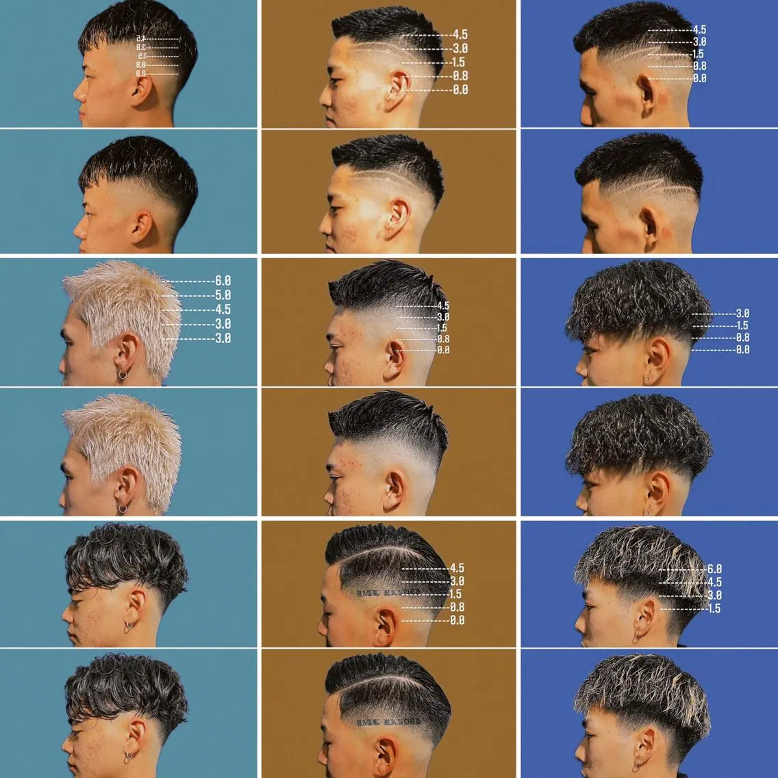 ショート カラー パーマ メンズ フェードカット メンズハイトーン メンズパーマ ハイトーンカラー &CREW スタッフのヘアスタイル