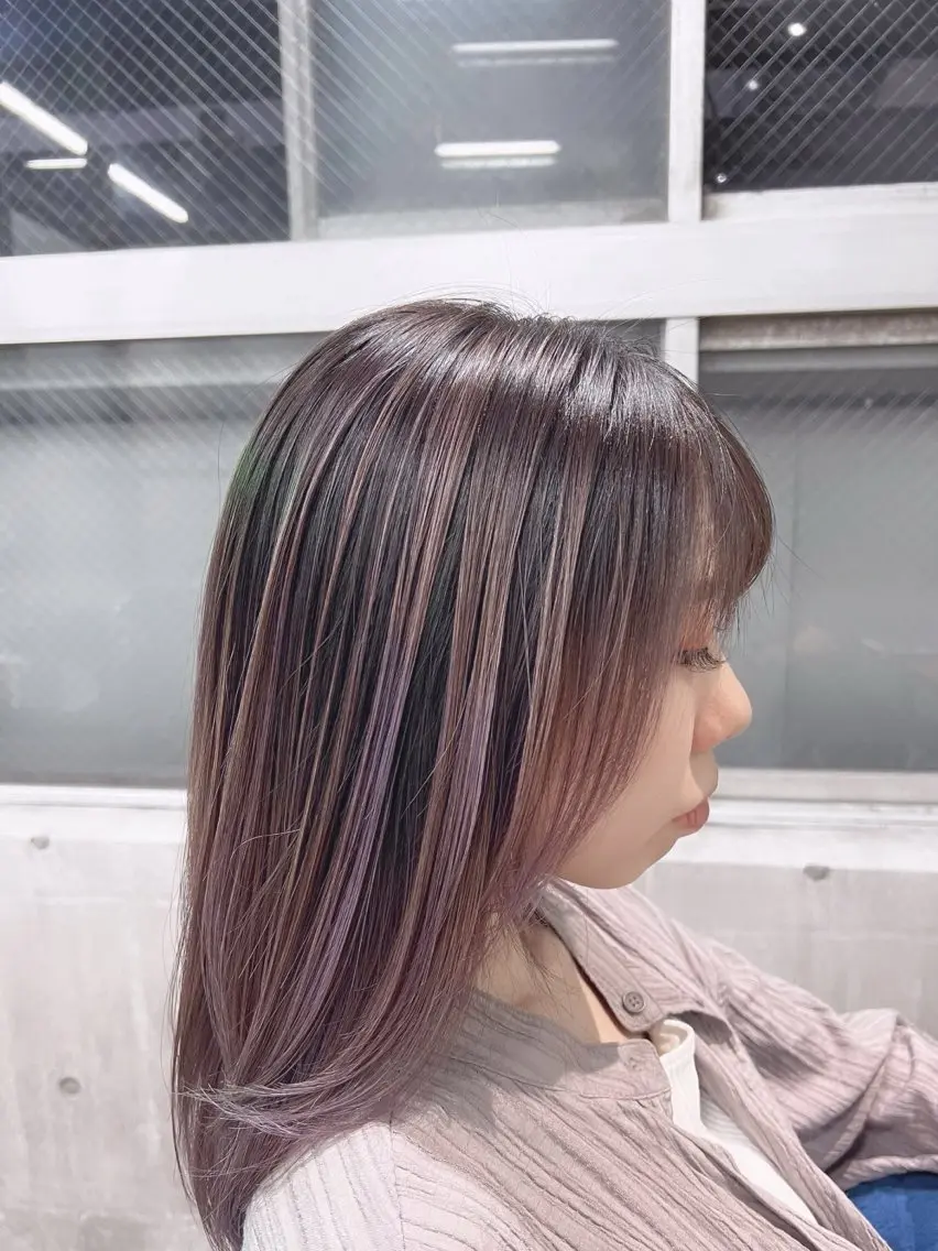 セミロング カラー ブリーチ ケアブリーチ ダブルカラー イヤリングカラー ハイライトカラー newi ナカノのヘアスタイル
