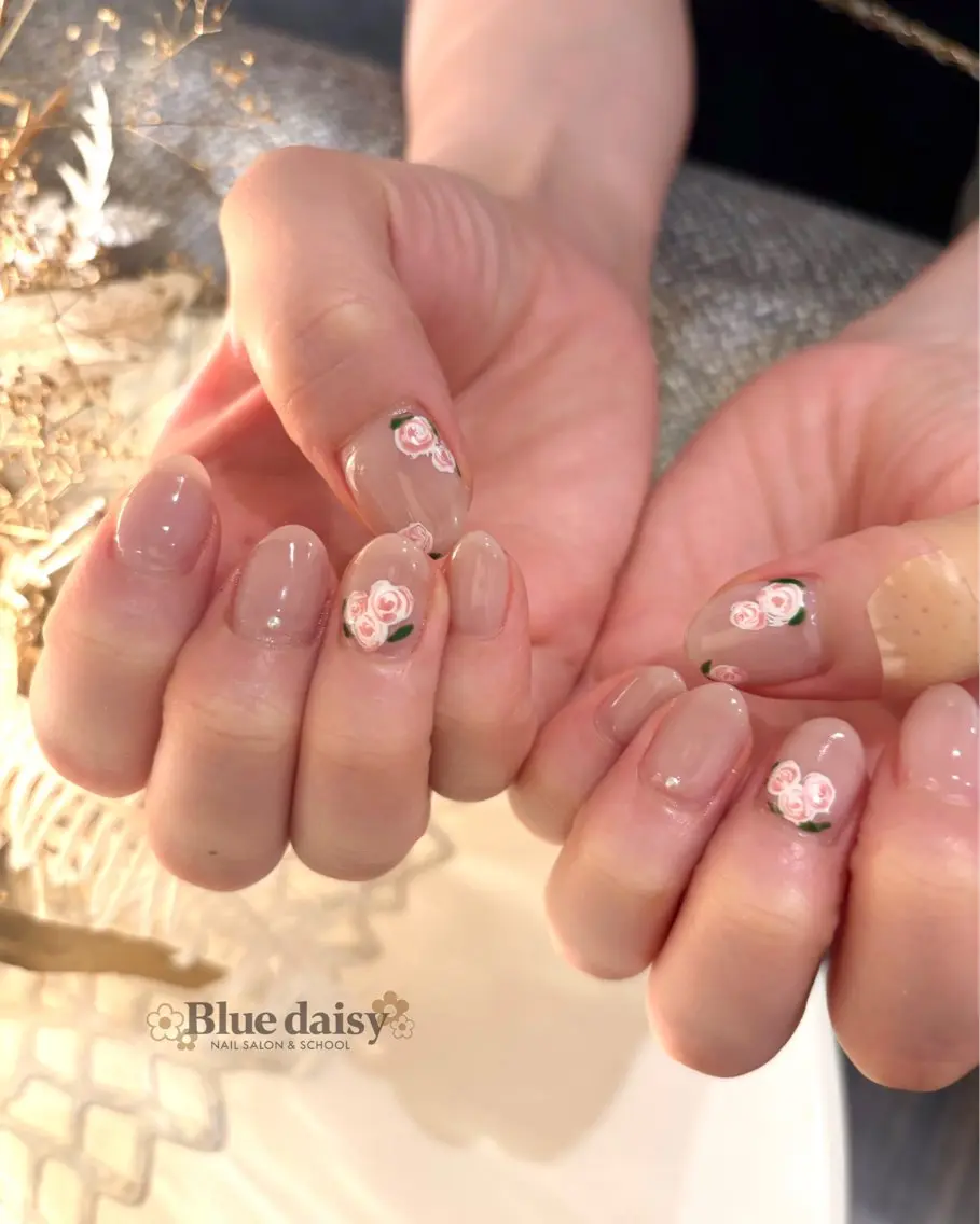 ネイル アートネイル ジェルネイル マグネットネイル 持ち込み パラジェル ハンドネイル Blue daisy 栄本店のネイルデザイン