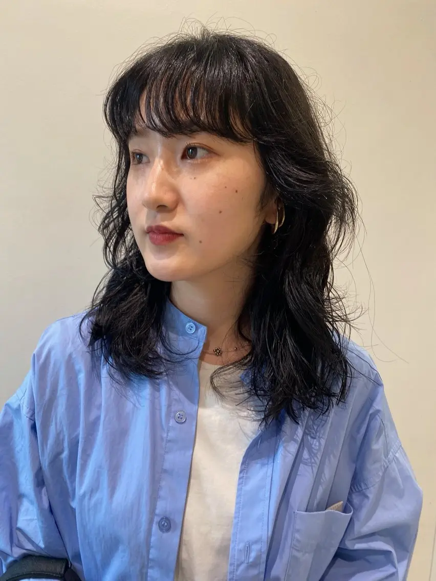 セミロング ヘアカラー トリートメント ボブパーマ／アレンジ Onのヘアスタイル