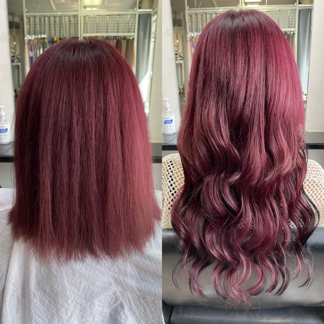 ミディアム カラー ボルドーカラー エクステ 💜Rebre** Mayu💜のヘアスタイル