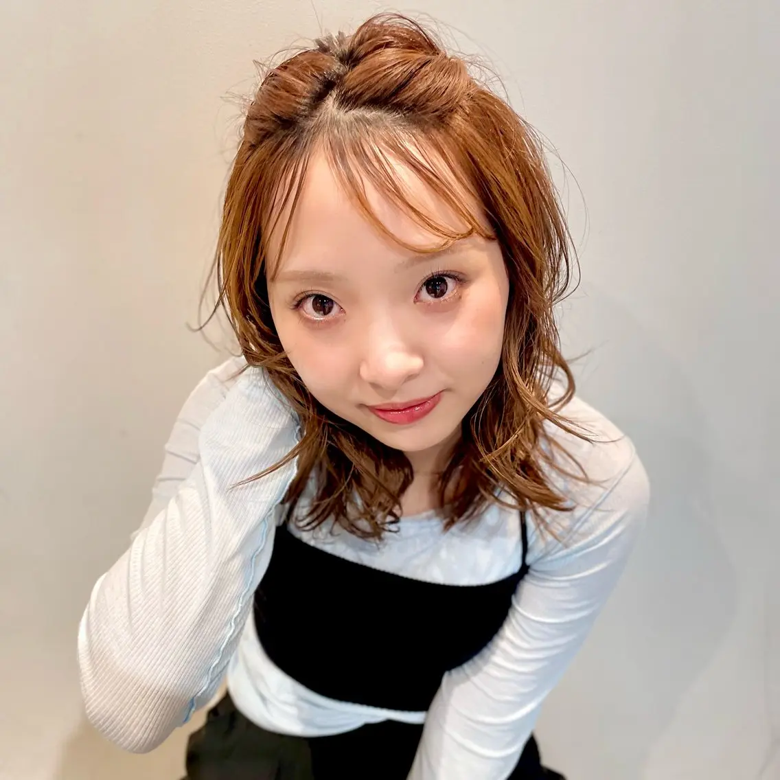 ミディアム ヘアアレンジ なかがきはな/ボブ/ レイヤー/パーマのヘアスタイル