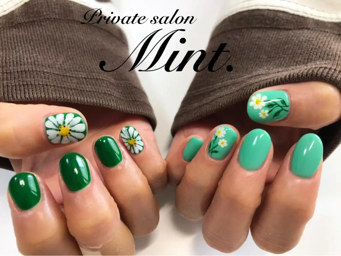 ショート ネイル アートネイル ジェルネイル ぷっくりネイル ハンドネイル Mint. nailのネイルデザイン