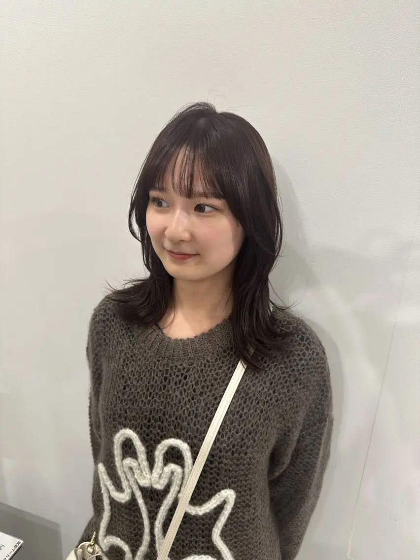 ミディアム ミディアムレイヤー ピンクブラウン レイヤーカット 岡崎/レイヤーカット ／縮毛矯正/美髪のヘアスタイル