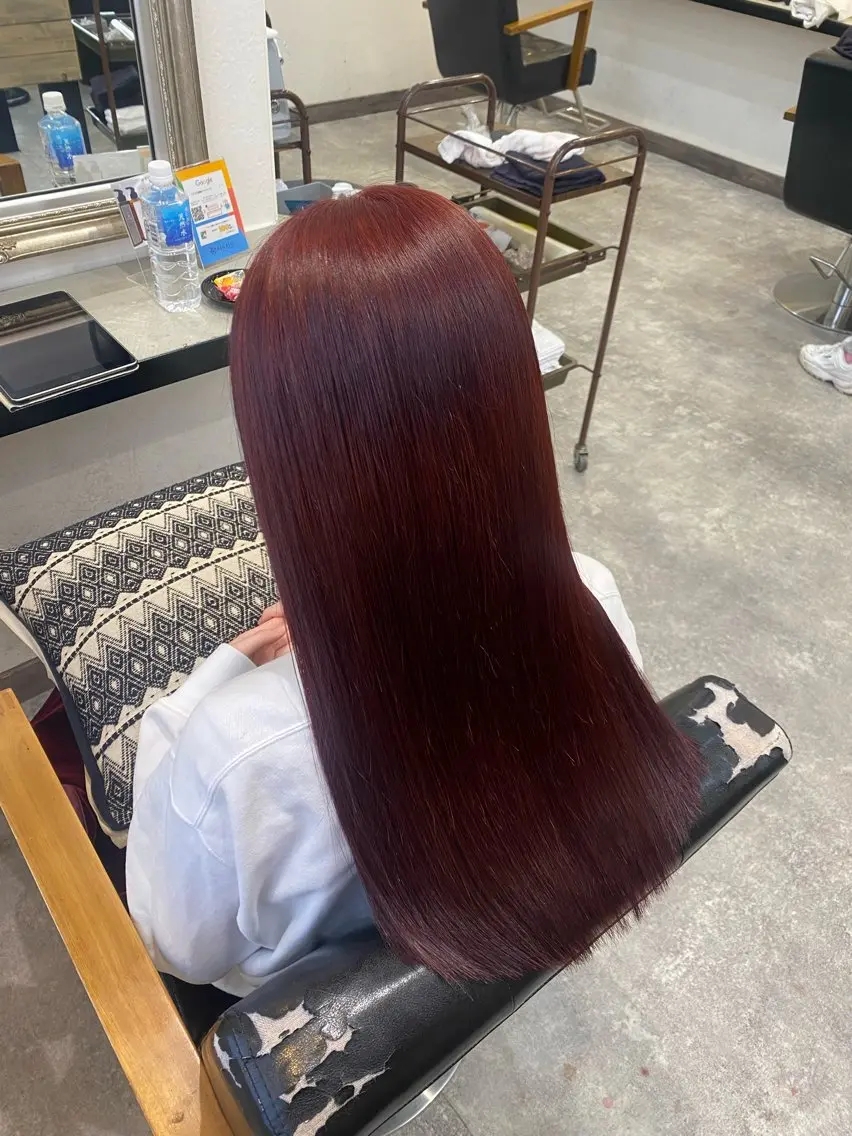 ロング カラー ブリーチ ボルドーカラー ダブルカラー ブリーチなしカラー ヘアカラー トリートメント 🐳REGALO 佐藤涼風🐳のヘアスタイル
