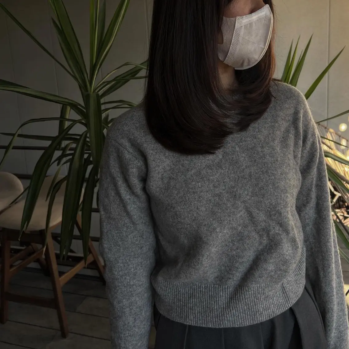 セミロング 海外風カーテンバング Mao広尾美容室のヘアスタイル