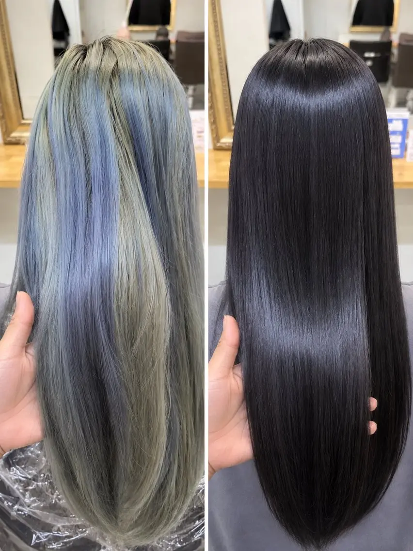 ロング カラー ブルーカラー ハイトーンカラー ネイビーカラー 【eclat】 林あきこのヘアスタイル