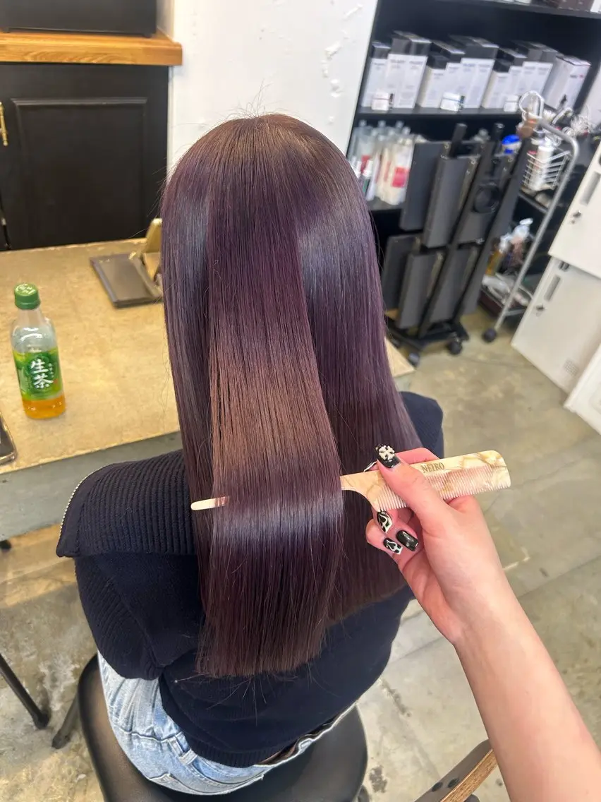 ロング カラー 🌷ラベンダーピンク 顔まわり🌷ねいろのヘアスタイル