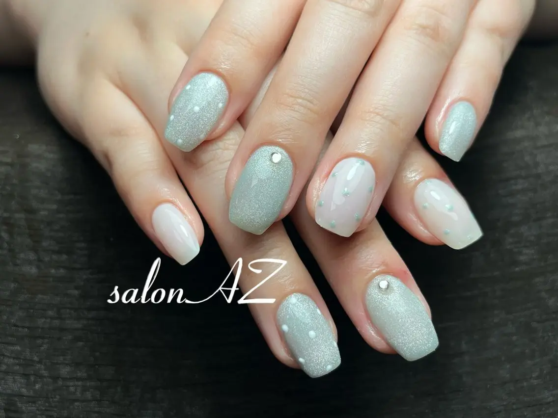 ネイル 長さ出し フットネイル フレンチネイル ジェルネイル マグネットネイル salon AZのネイルデザイン