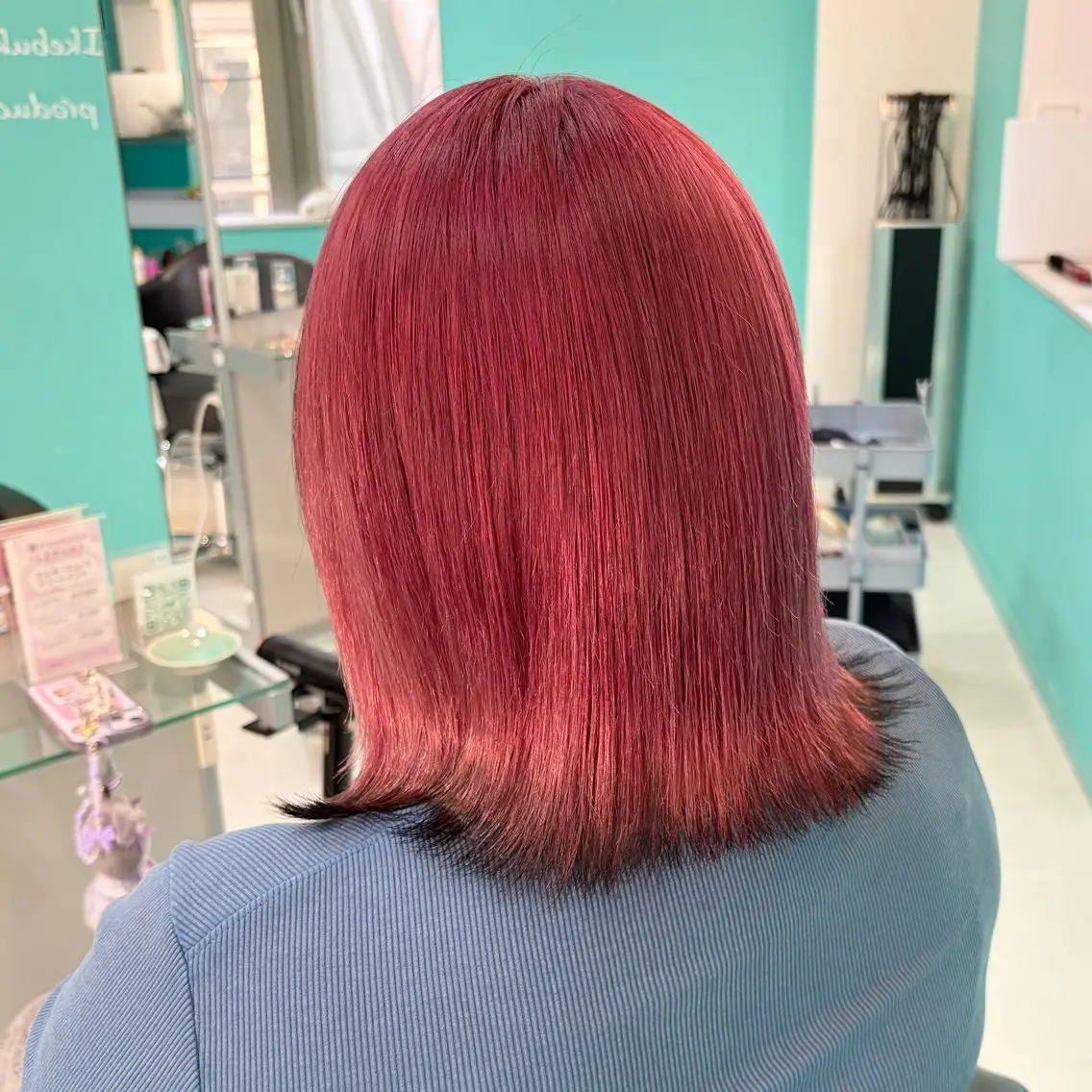 ショート カラー 黒髪 カシス ピンクカラー ヘアカラー デザインカラー/ ボブ/Natsukiのヘアスタイル