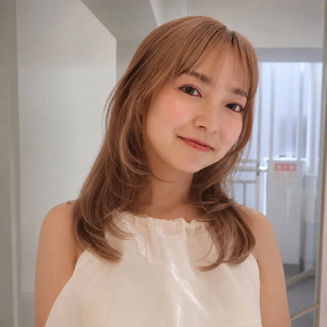 ミディアム カット ヘアカラー トリートメント 阿倍野/髪質改善 /縮毛矯正/坪田幸広のヘアスタイル