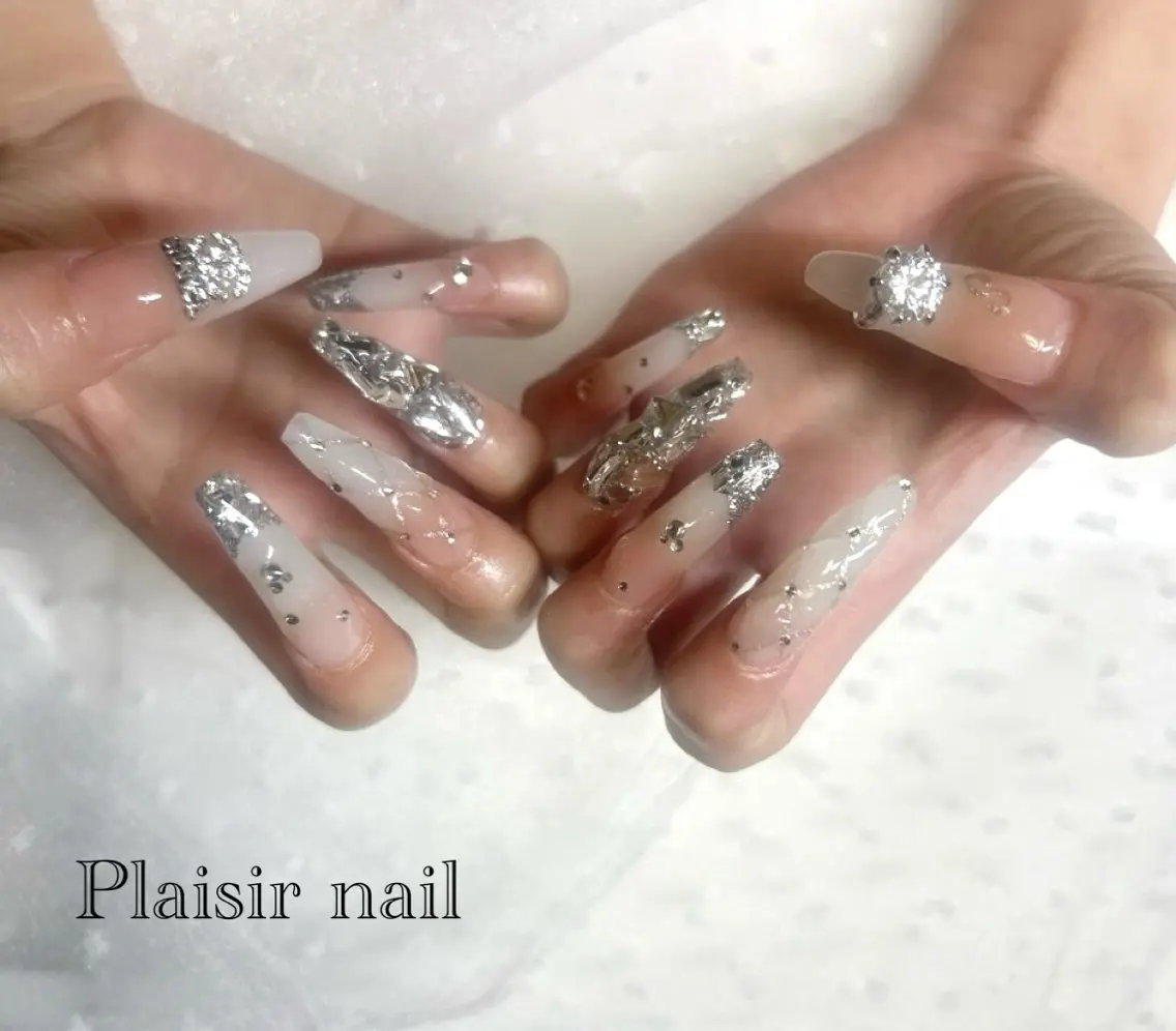 ネイル 長さ出し スカルプネイル plaisir プレジールネイルのネイルデザイン