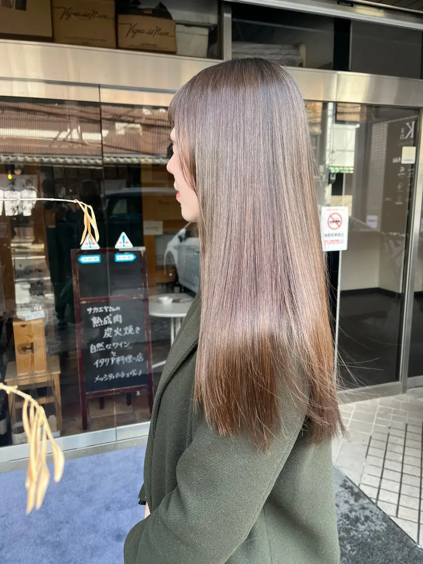 ロング カラー 透明感カラー グレージュ カット ヘアカラー 縮毛矯正 トリートメント HIYOSHI　✂︎ 艶髪職人のヘアスタイル